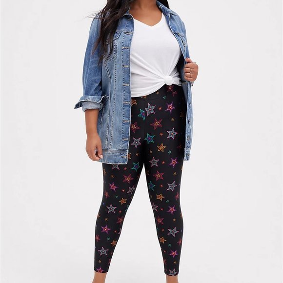 torrid Pants - Torrid Platinum Legging - Liquid Multicolor Stars Black 3X